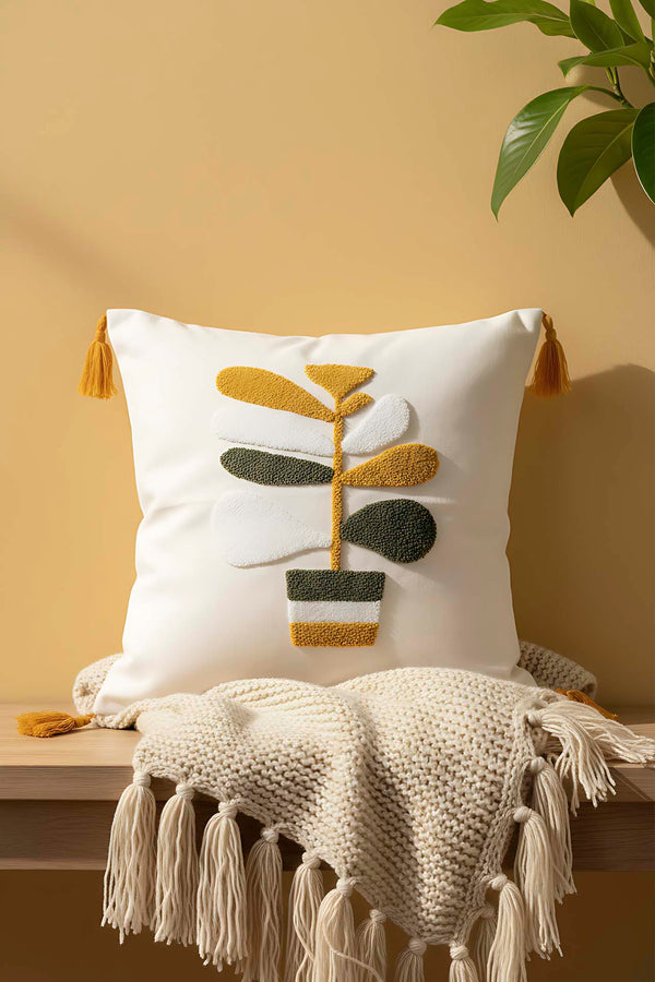Potted Plant Pattern Punch Decorative Cushion Cover