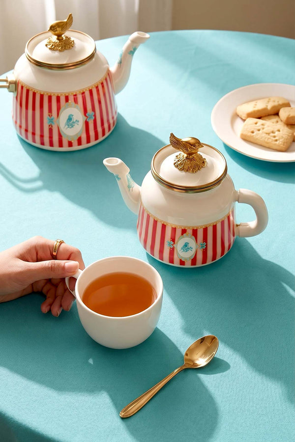 Bellisima Bird Pattern Enamel Teapot Set