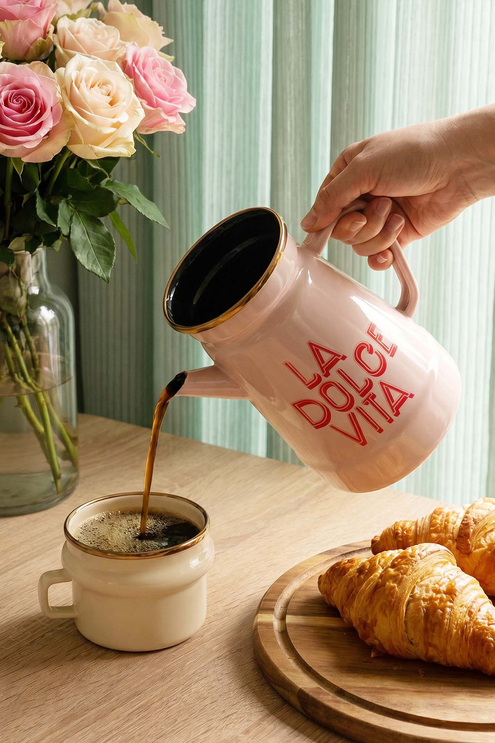 Dolce Vita Enamel Pitcher with Glass