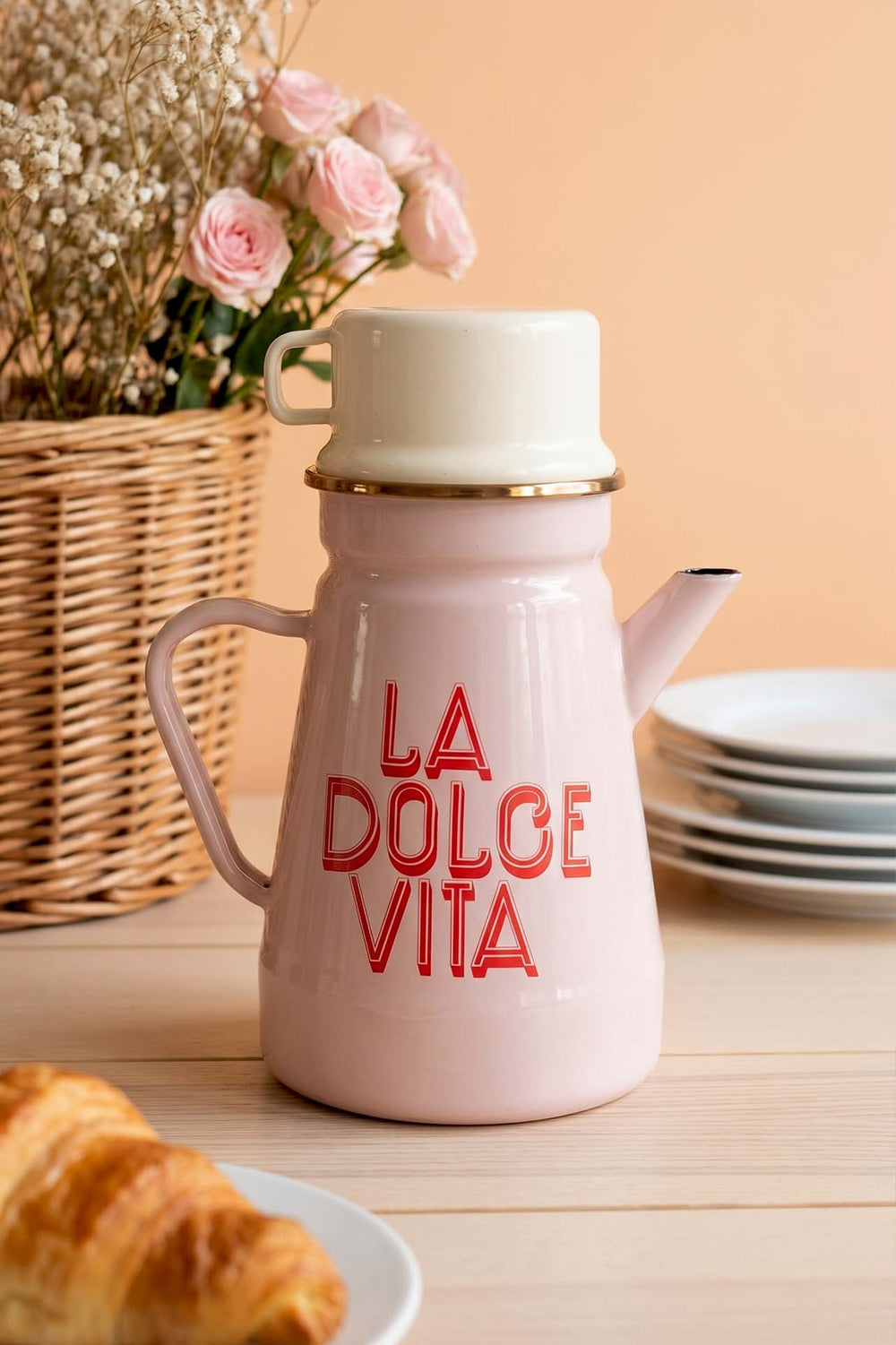 Dolce Vita Enamel Pitcher with Glass