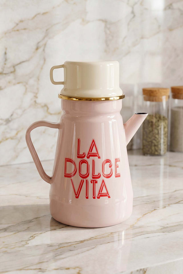 Dolce Vita Enamel Pitcher with Glass