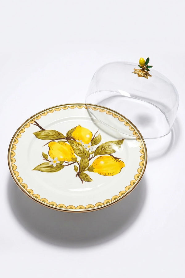 Linda Lemon Pattern Enamel Cake Dome