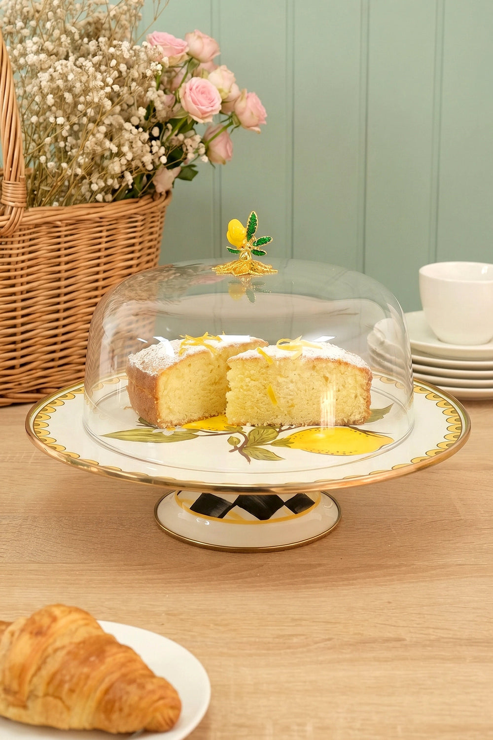 Linda Lemon Pattern Enamel Cake Dome