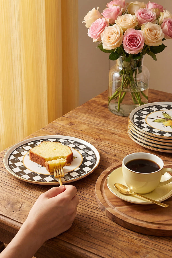 Linda Lemon Pattern 6-Piece Dessert Plate Set