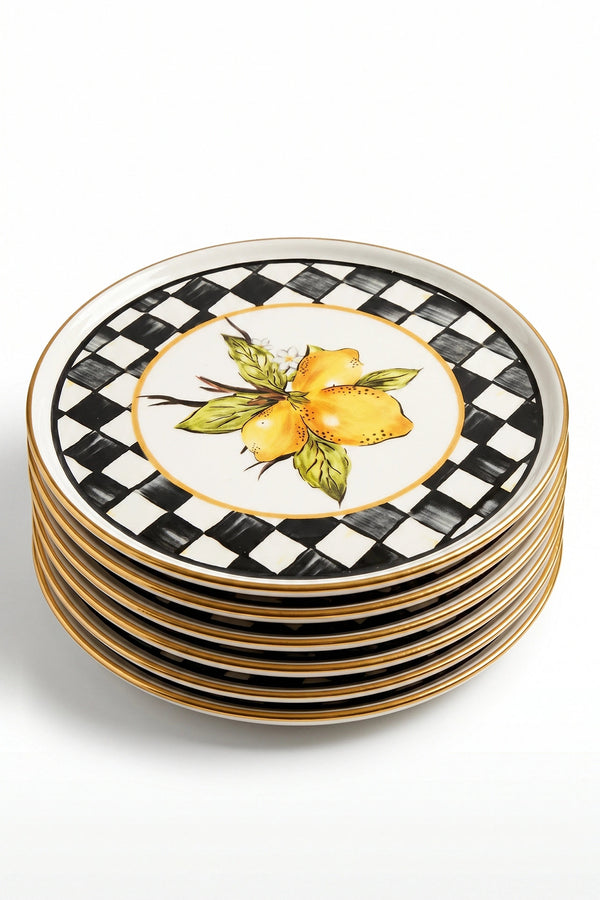 Linda Lemon Pattern 6-Piece Dessert Plate Set