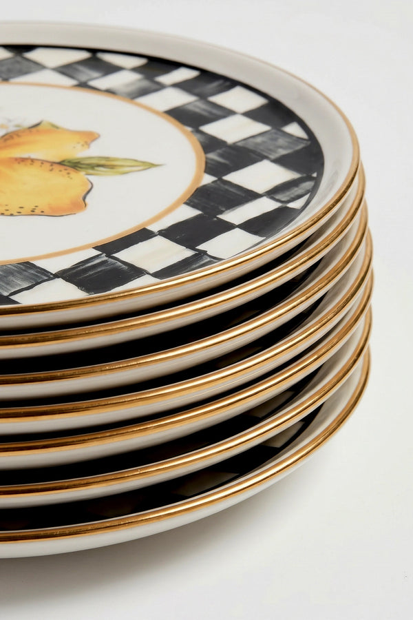 Linda Lemon Pattern 6-Piece Dessert Plate Set
