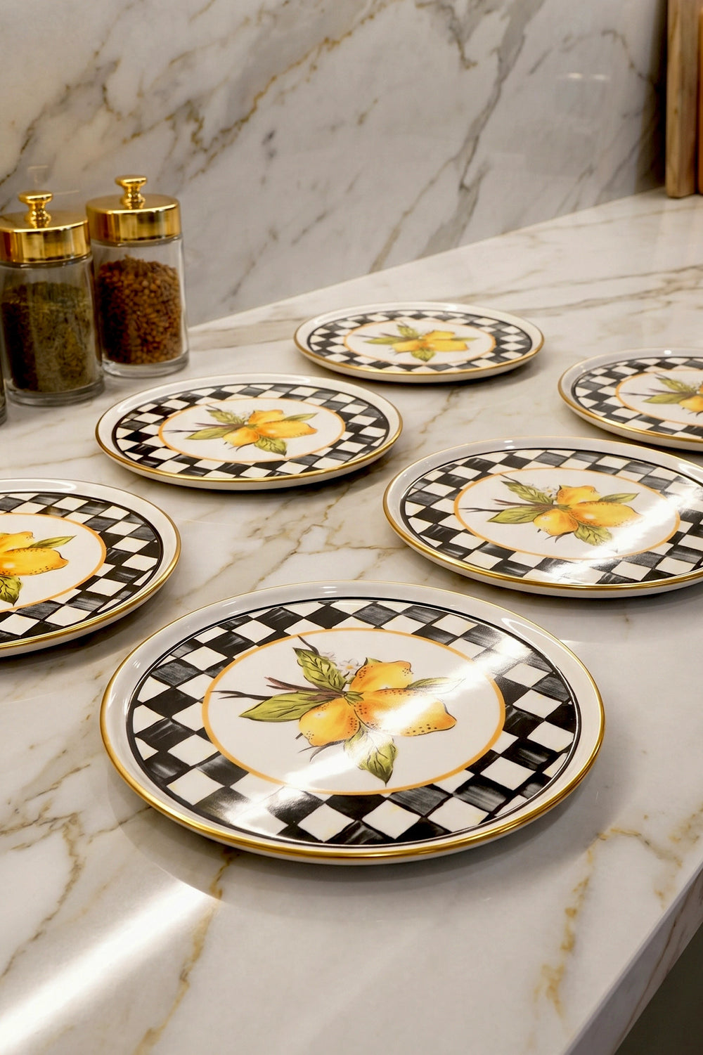 Linda Lemon Pattern 6-Piece Dessert Plate Set