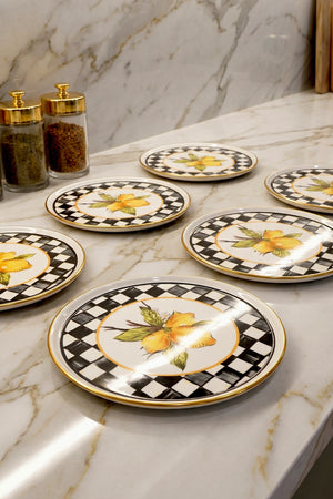 Linda Lemon Pattern 6-Piece Dessert Plate Set