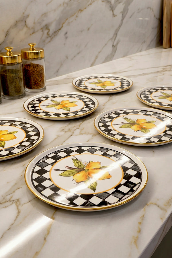 Linda Lemon Pattern 6-Piece Dessert Plate Set