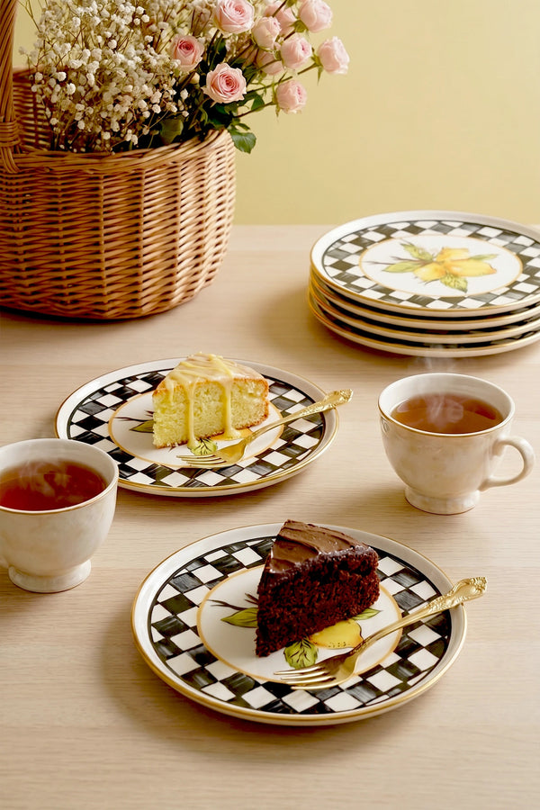 Linda Lemon Pattern 6-Piece Dessert Plate Set