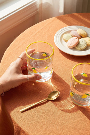 Linda Lemon Pattern 2-Piece Glass Tumbler Set