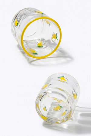 Linda Lemon Pattern 2-Piece Glass Tumbler Set