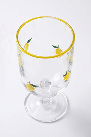 Linda Lemon Pattern 2-Piece Glass Goblet Set
