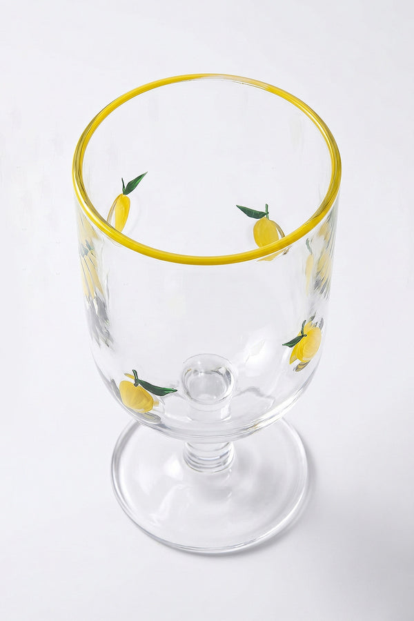 Linda Lemon Pattern 2-Piece Glass Goblet Set