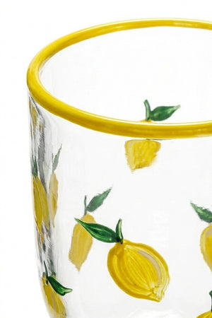 Linda Lemon Pattern 2-Piece Glass Goblet Set