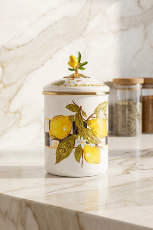 Linda Lemon Pattern Enamel Storage Jar