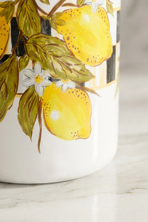 Linda Lemon Pattern Enamel Storage Jar