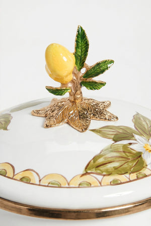 Linda Lemon Pattern Enamel Storage Jar