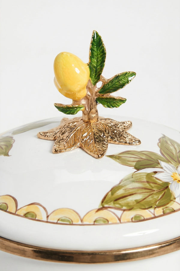 Linda Lemon Pattern Enamel Storage Jar