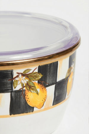 Linda Lemon Pattern 3-Piece Enamel Storage Container Set