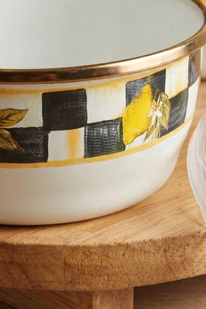 Linda Lemon Pattern 3-Piece Enamel Storage Container Set