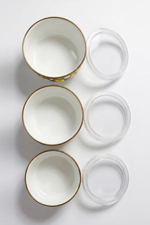 Linda Lemon Pattern 3-Piece Enamel Storage Container Set