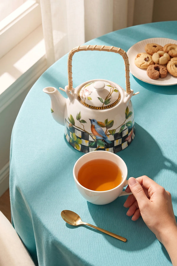 Paradise Porcelain Teapot with Woven Handle