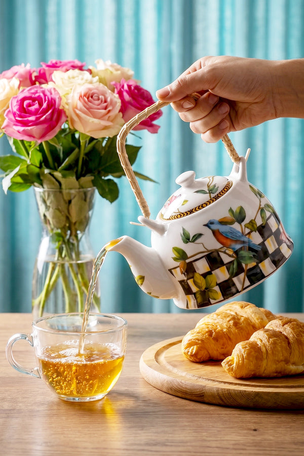 Paradise Porcelain Teapot with Woven Handle