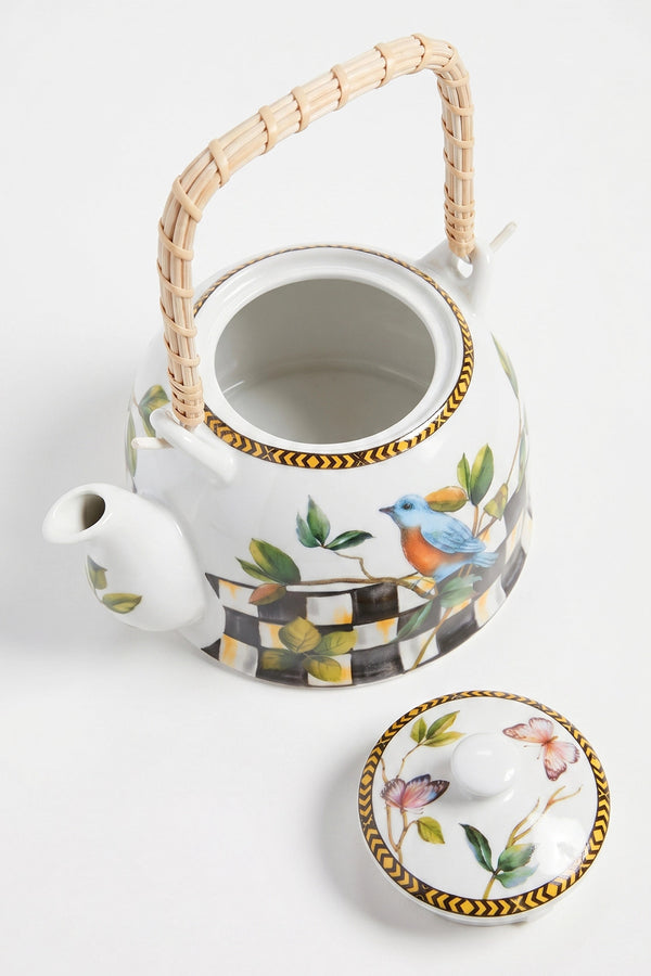 Paradise Porcelain Teapot with Woven Handle