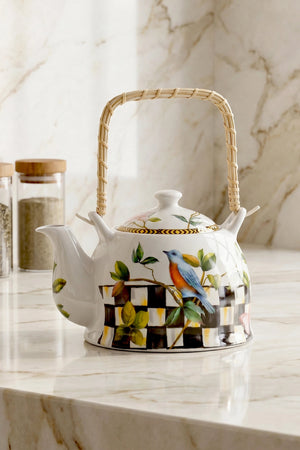 Paradise Porcelain Teapot with Woven Handle