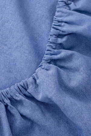 Blue Cotton Double Fitted Bedsheet 160x200 cm