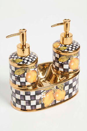 Linda Lemon Pattern Porcelain Soap Dispenser