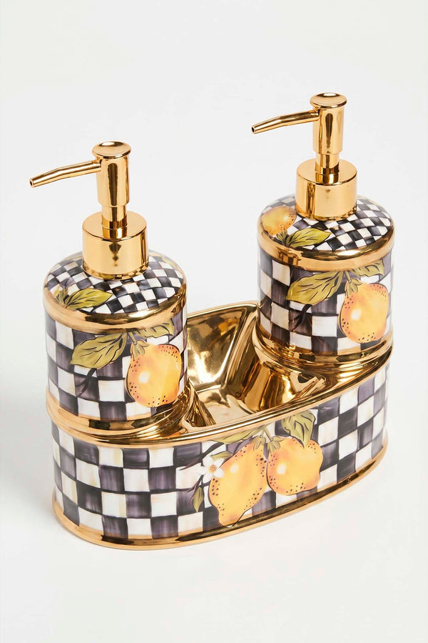 Linda Lemon Pattern Porcelain Soap Dispenser