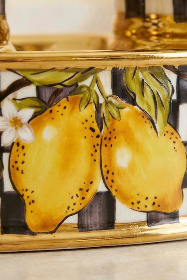 Linda Lemon Pattern Porcelain Soap Dispenser