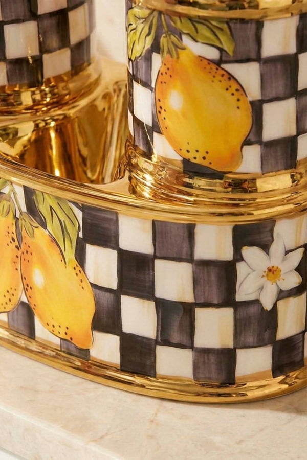 Linda Lemon Pattern Porcelain Soap Dispenser