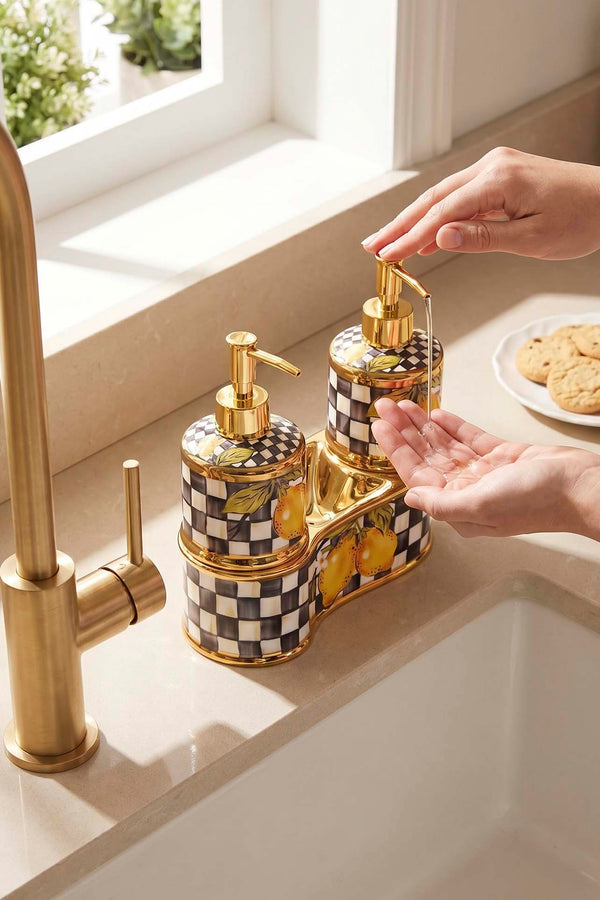 Linda Lemon Pattern Porcelain Soap Dispenser