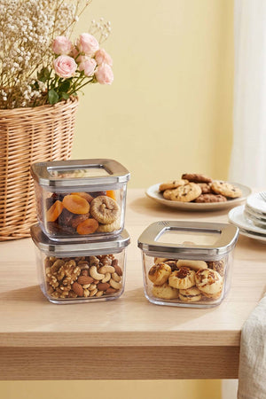 Anthracite Vacuum-Sealed Airtight 3-Piece Storage Container Set – 500 Ml