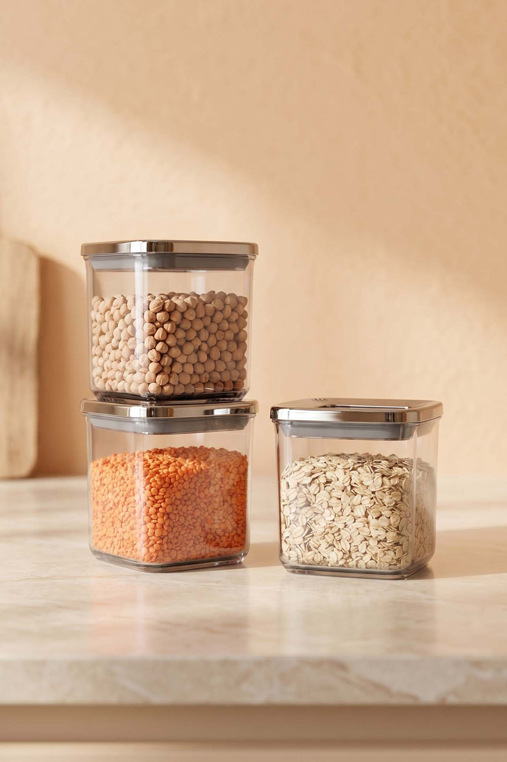Anthracite Vacuum Airtight 3-Piece Food Storage Container Set – 700 Ml