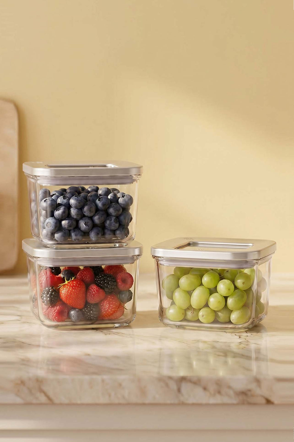 Silver Vacuum Airtight 3-Piece Food Storage Container Set – 500 Ml
