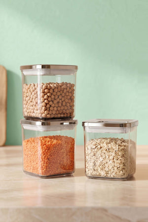Silver Vacuum Airtight 3-Piece Food Storage Container Set – 700 Ml