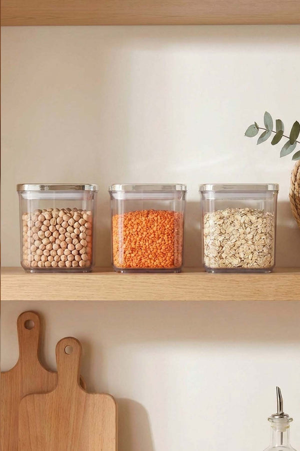 Silver Vacuum Airtight 3-Piece Food Storage Container Set – 700 Ml