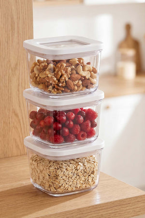 White Vacuum Airtight 3-Piece Food Storage Container Set – 500 Ml