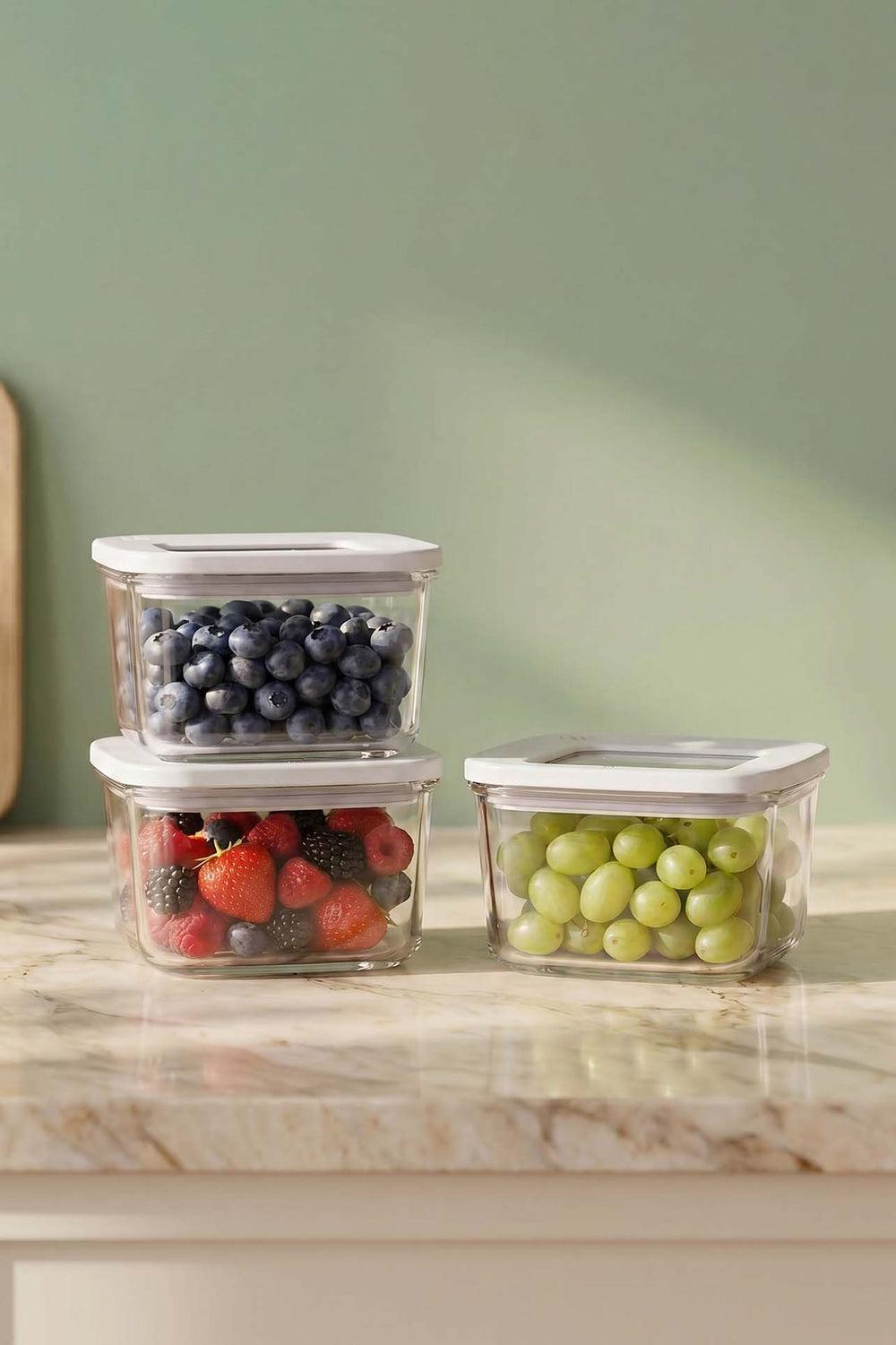 White Vacuum Airtight 3-Piece Food Storage Container Set – 500 Ml