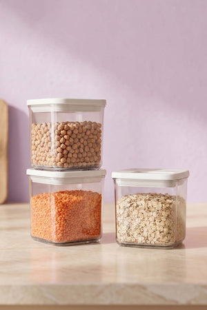 White Vacuum Airtight 3-Piece Food Storage Container Set – 700 Ml