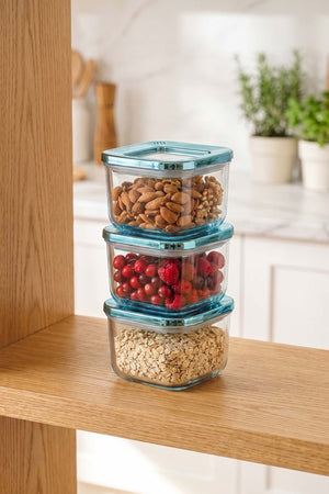 Blue Vacuum Airtight 3-Piece Food Storage Container Set – 500 Ml