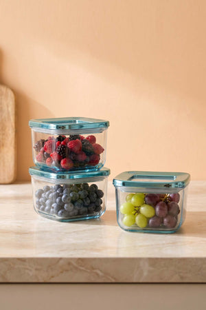 Blue Vacuum Airtight 3-Piece Food Storage Container Set – 500 Ml