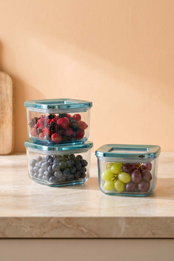 Blue Vacuum Airtight 3-Piece Food Storage Container Set – 500 Ml