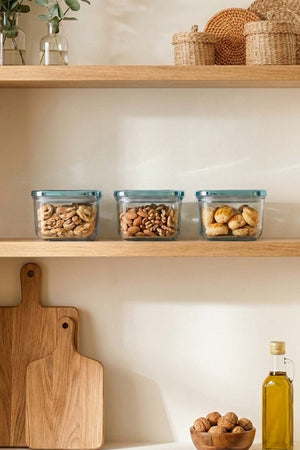 Blue Vacuum Airtight 3-Piece Food Storage Container Set – 500 Ml