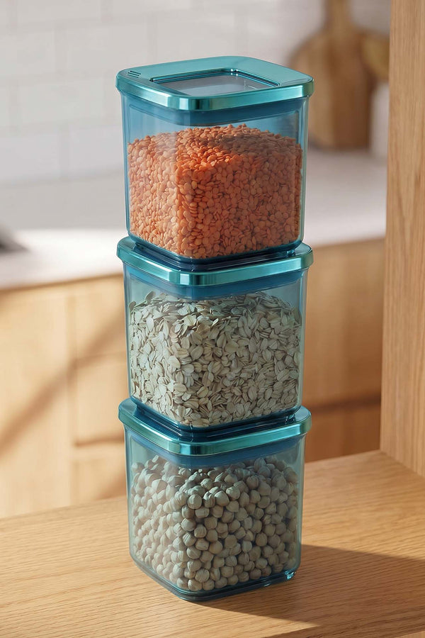 Blue Vacuum Airtight 3-Piece Food Storage Container Set – 700 Ml