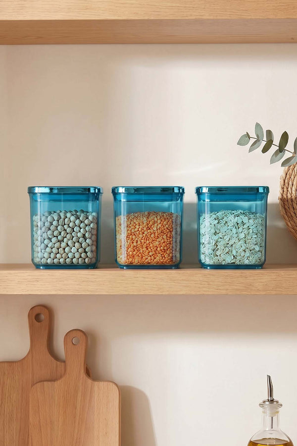 Blue Vacuum Airtight 3-Piece Food Storage Container Set – 700 Ml